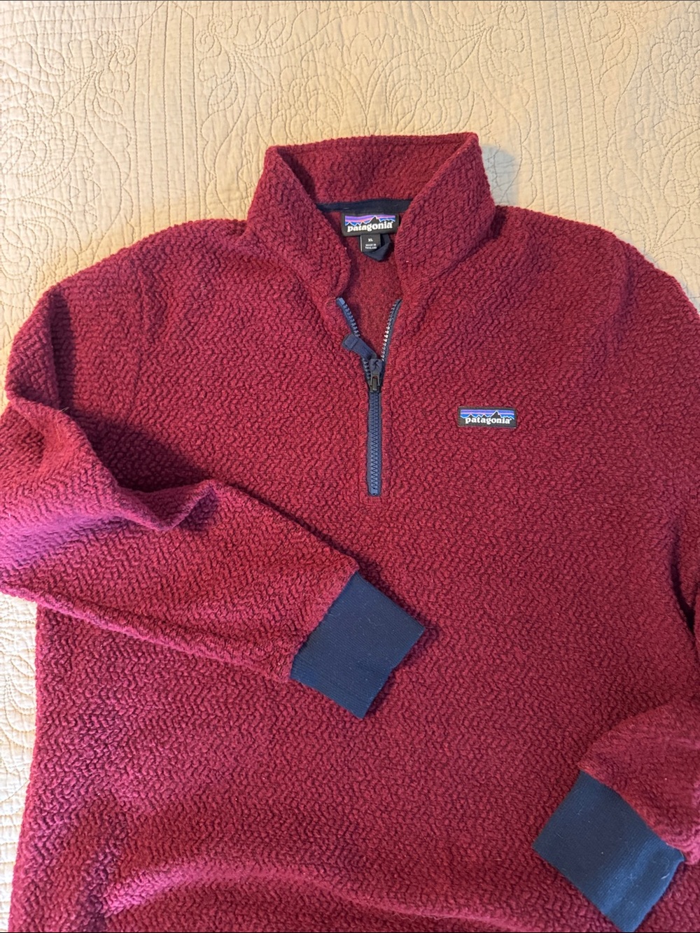 Patagonia Womens Half-Zip Fleece Pullover - Deep Red with Navy Accents